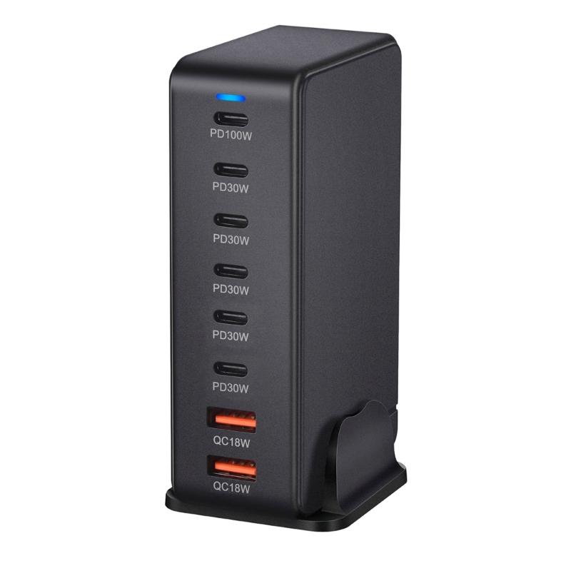 Многопортовая зарядная станция с выходной мощностью 286 Вт, 6 USB C и 2 USB-слота, настольный держатель-подставка для зарядки планшетов и телефонов