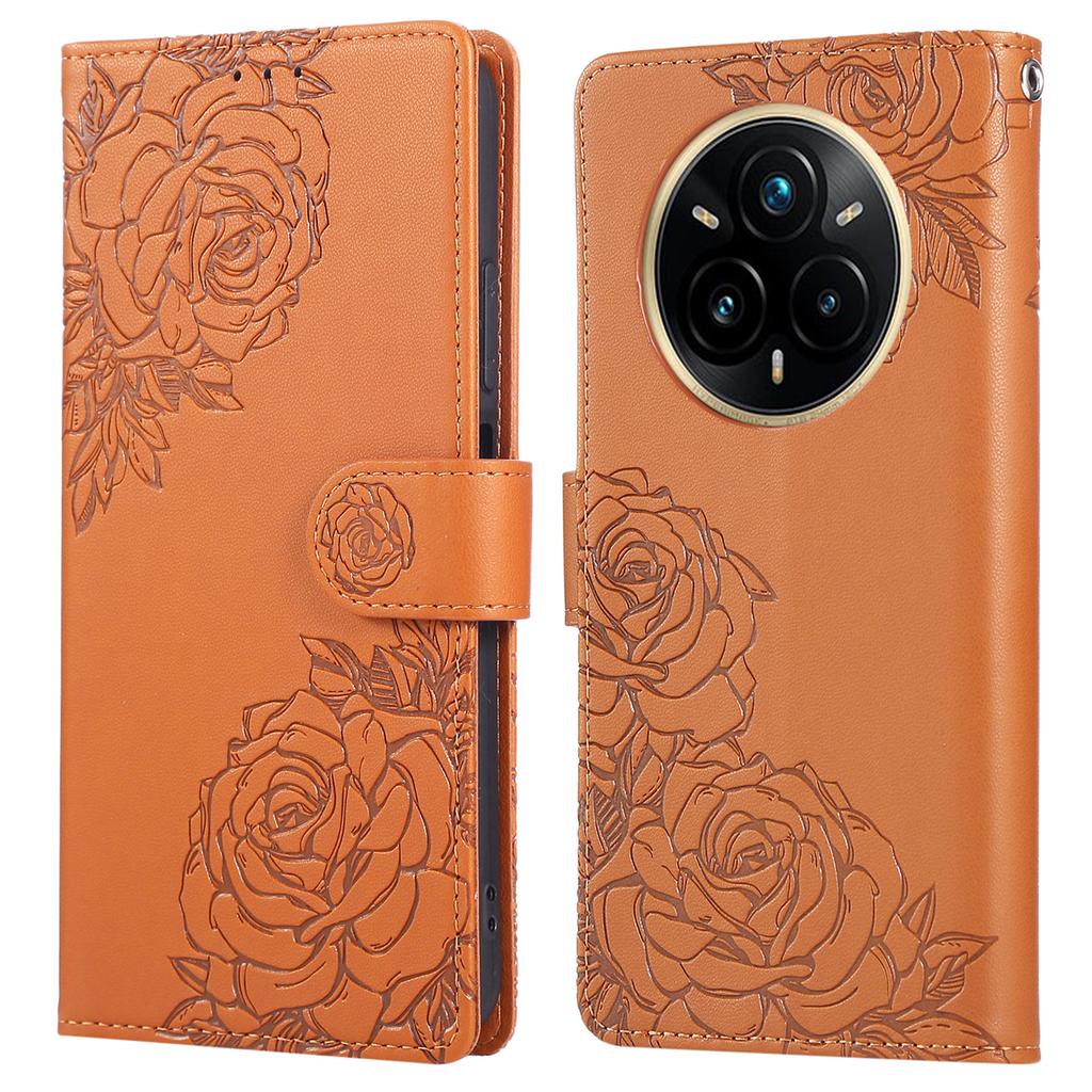 Чехол для Realme 14 Pro+ 5G Роза Цветок PU Кожаный Чехол-кошелек для телефона с 3 слотами для карт