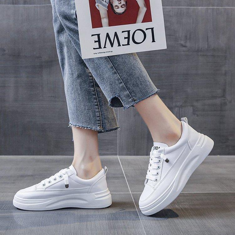 Sports Shoes Women's Rubber Pu Muffin Bottom Autumn New Casual Lace-up Shoes Women's Wholesale