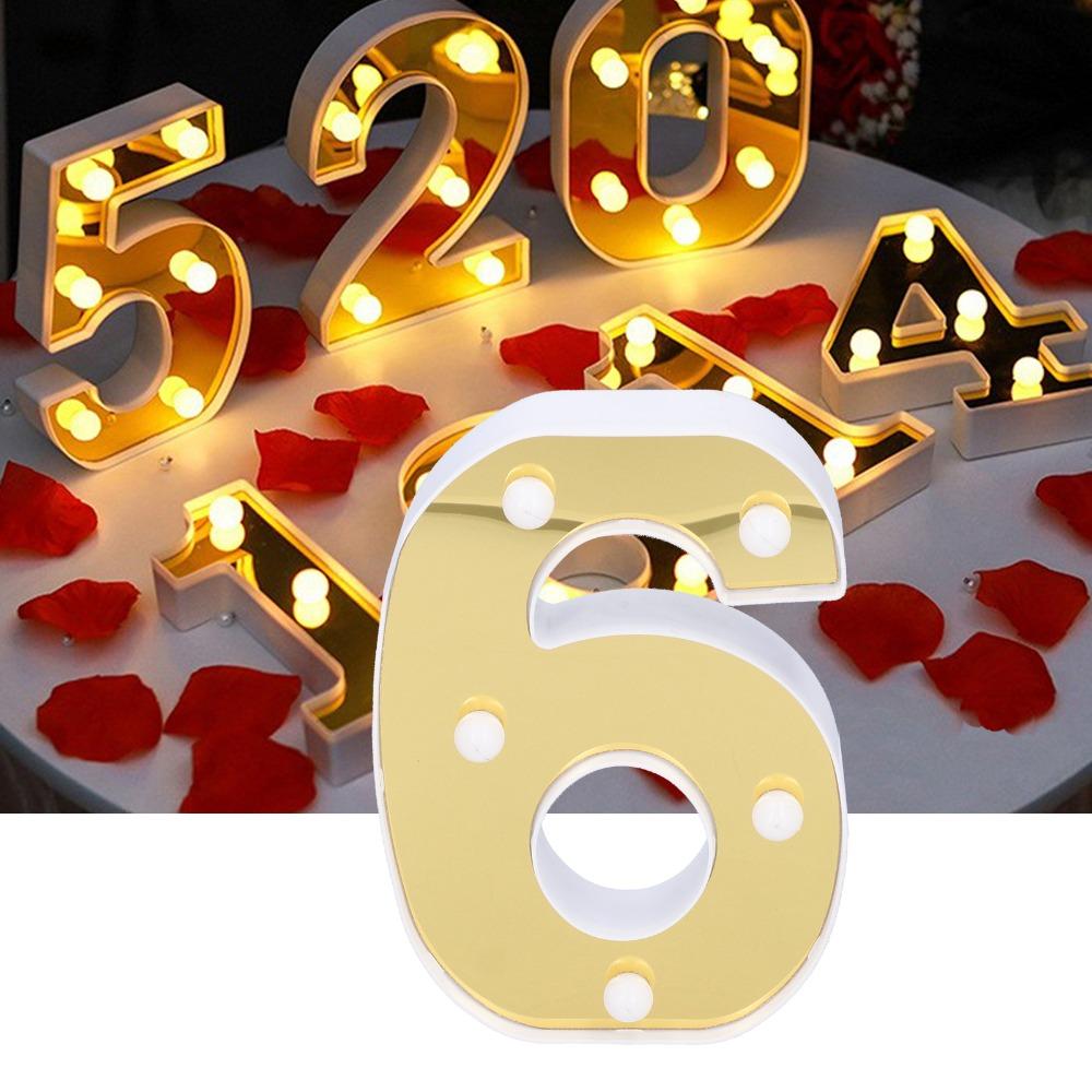 Number 6 LED Number Light 6 LED Number Decoration Decorative Sign Lamp Wedding Decor