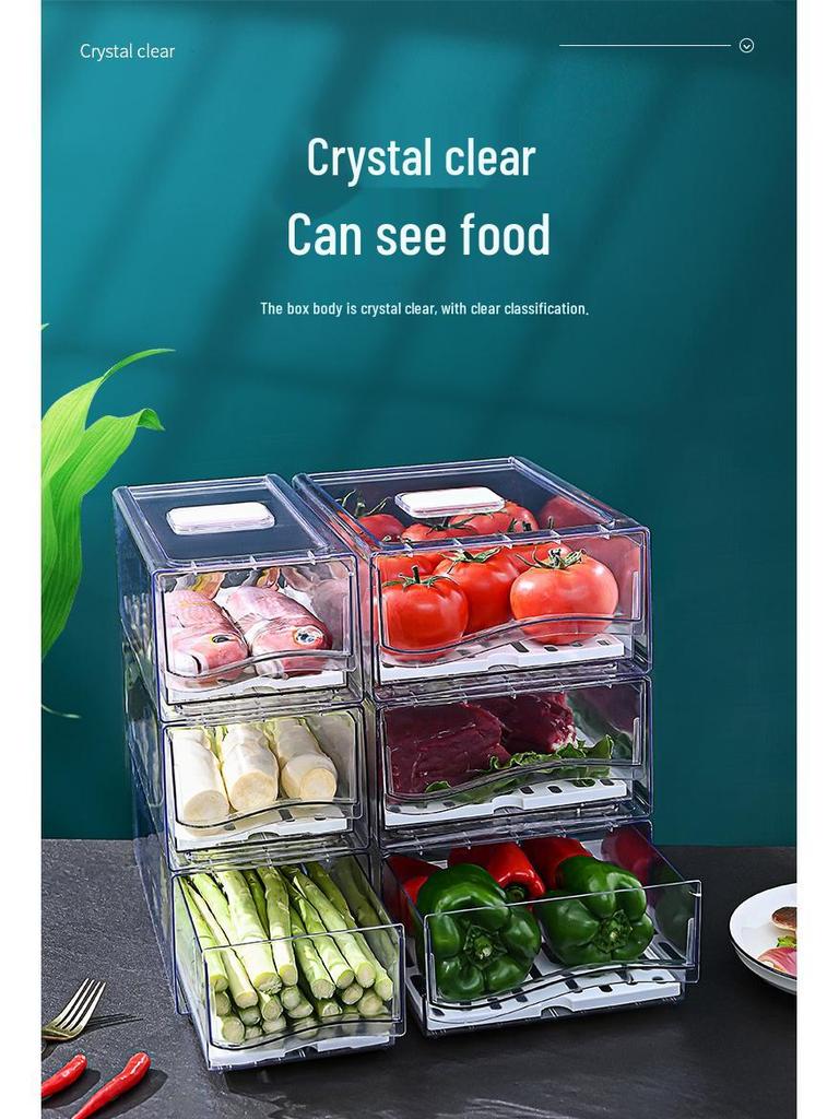 Штабелируемый прозрачный пластиковый органайзер для холодильника для фруктов и овощей