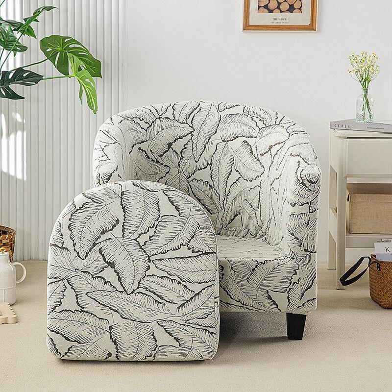 Stretch Chair Covers Leaves Jacquard Elastic Single Half Club Round Armchair Cover Sofa Slipcovers Furniture Protector New