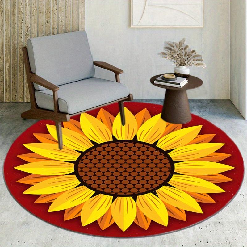 Sunflower Round Rug Nonslip Area Rug Office Chair Mat Carpet Perfect For Bedroom Living Room Office Easy Clean Aesthetic Home Decor