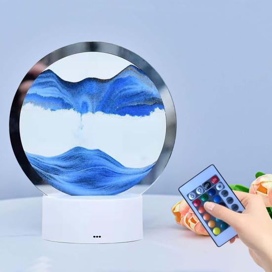 3D Sand Painting Remote Control Table Lamp with USB Flowing Quicksand Painting Decorative