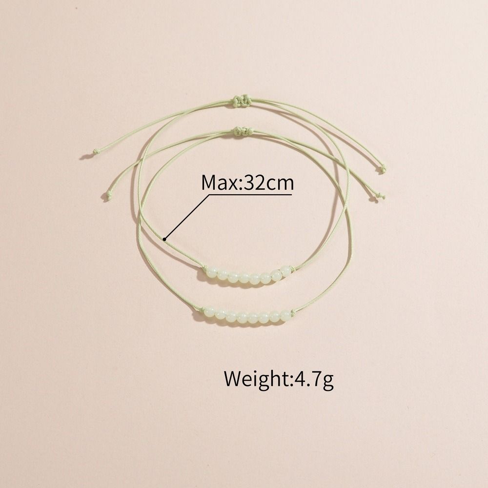2Pcs/Set Glow in The Dark Beads Braided Rope Friendship Couple Bracelet Fashion Luminous Bracelet