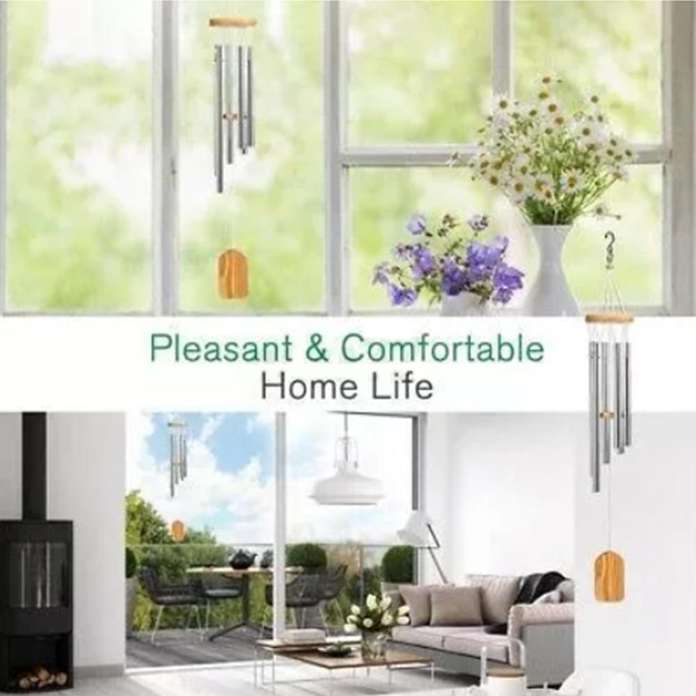 Silver Metal Wind Chimes Metal Tubes Hanging Wind Chimes Outdoor Decor Wind Chimes Home