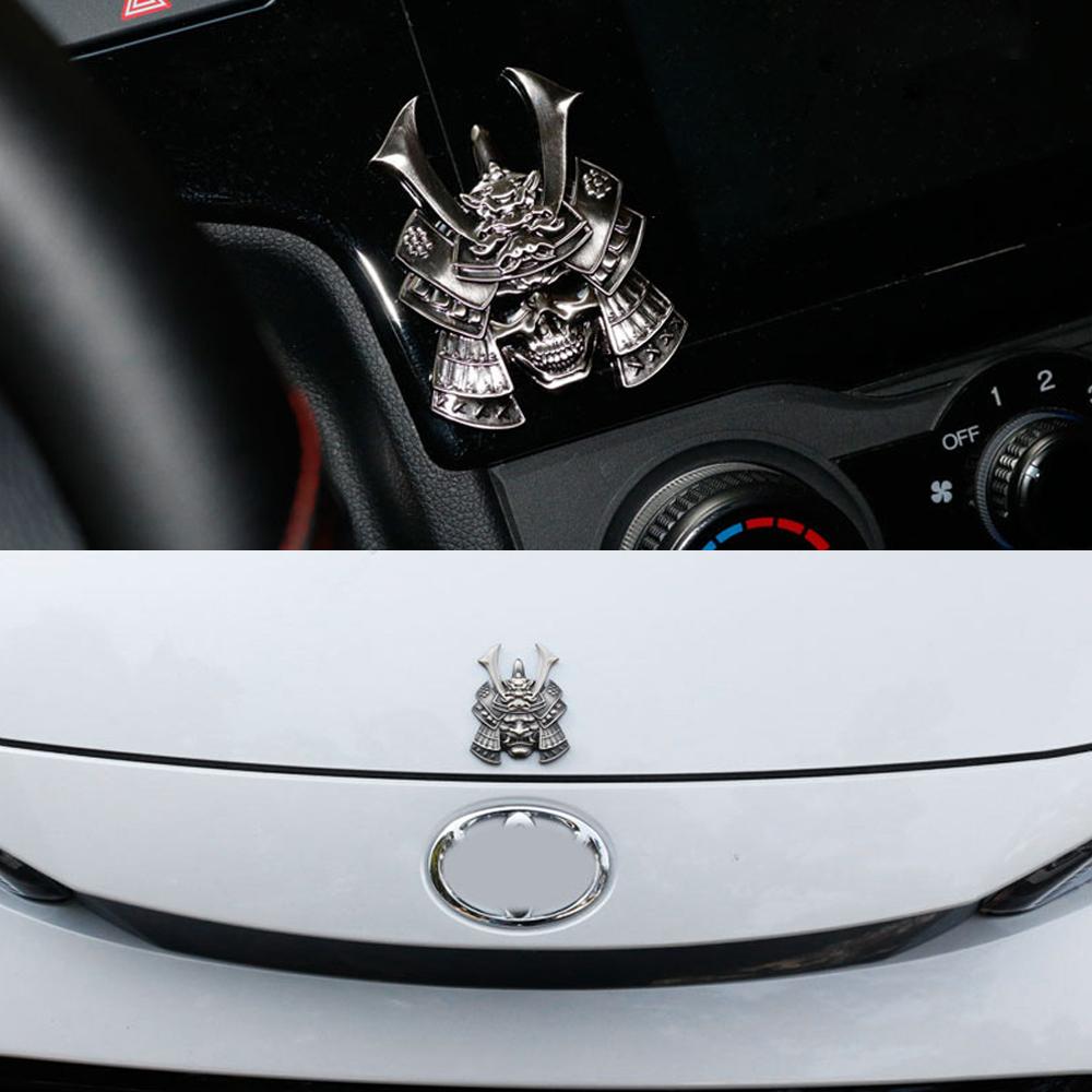 3D Car Sticker Premium Warrior Metal Car Side Fender Rear Trunk Skull Emblem Badge Decal for Any Vehicle Truck Car Motorcycle RV