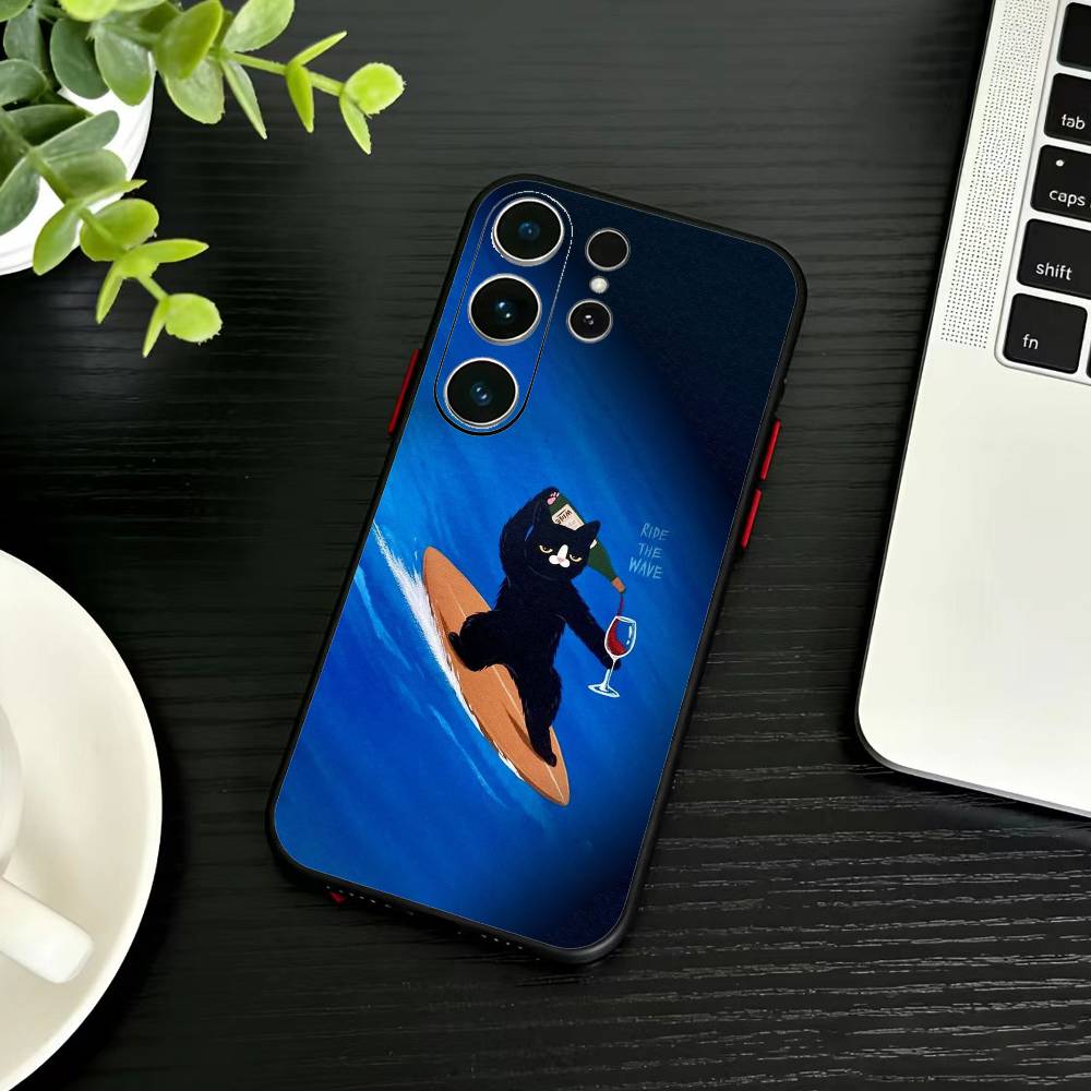 Черный причудливый кот Чехол для телефона для Samsung S26, S25, S24, S23, S22, S21, S20, Plus, Fe, Lite, Другие Черная крышка