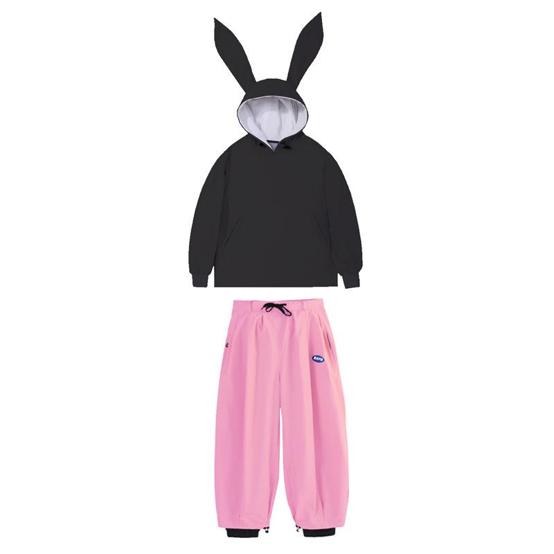 Универсальный сноубордический костюм с ушками кролика Dopamine: Комплект лыжной куртки и штанов для катания на одной/двух досках