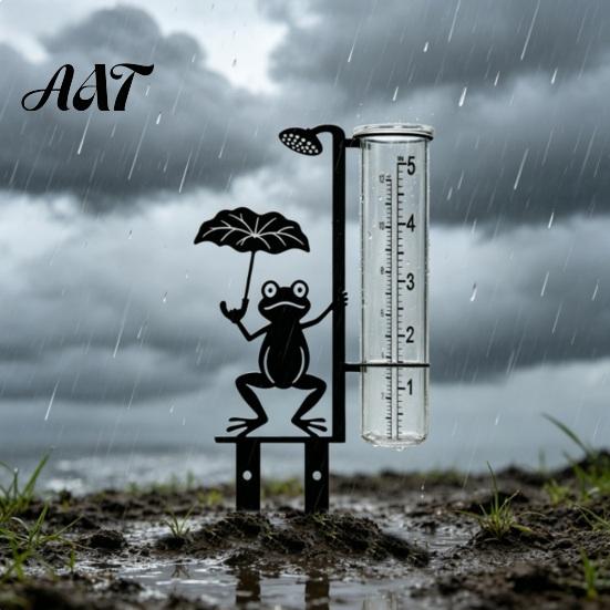 Backyard Rain Gauge Garden Frog Gauge, Metal Holding Umbrella Stake, Decorative Statue Measurement for Outdoor Yard Lawn Decor Outdoors