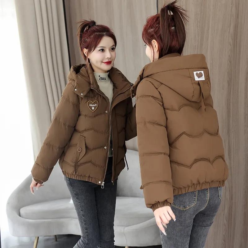 New Winter Hooded Down Cotton-Padded Jacket Women's Loose All-Match Thicken Warm Parkas Short Coat Female Casual Ladies Tops