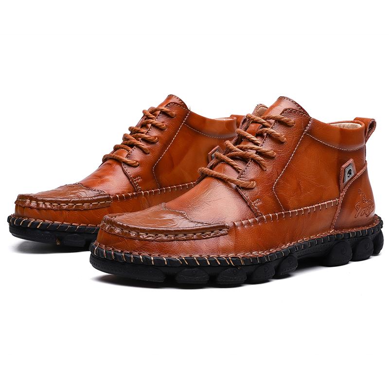 Мужские ботинки ручной работы из натуральной кожи, удобные ботильоны для мужчин, повседневная обувь, уличные ботинки