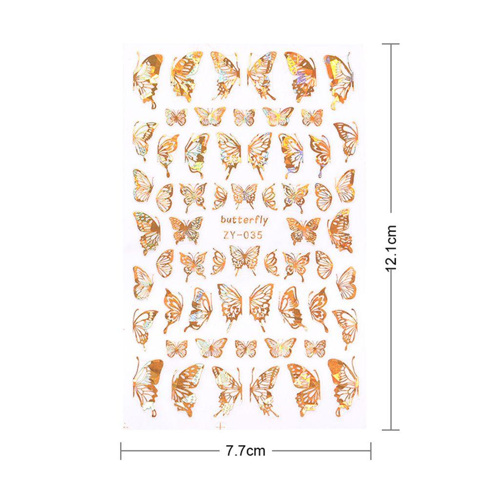 Hot Nail Decals Gold Silver DIY Nail Stickers 3D Butterfly Adhesive Holographic