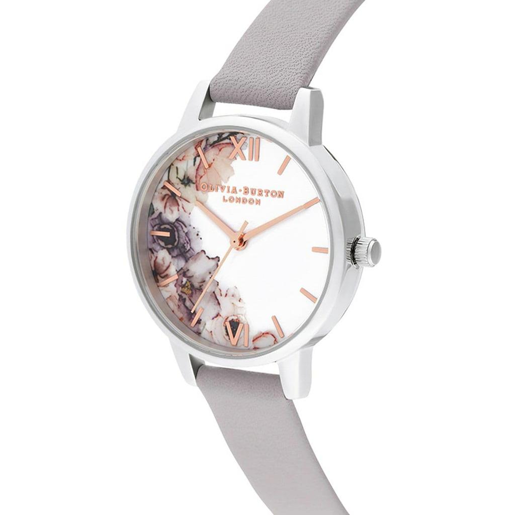 Authorized Distributor Olivia Burton Watch Water Color Floral Midi Gray Silver Rose Gold 3D Bee Chain Bracelet Silver Rose Gold Women's & & &
