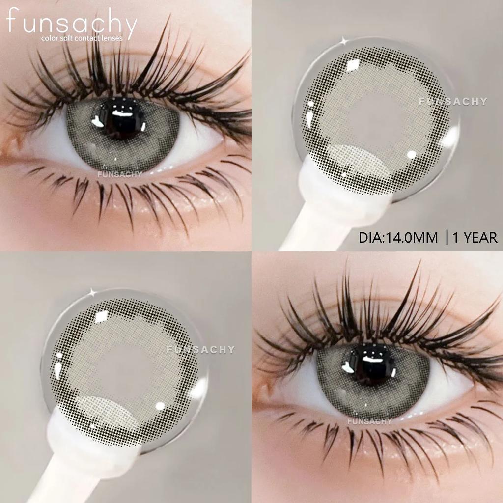 FUNSACHY 1 пара корейских линз, цветные контактные линзы, натуральные линзы для глаз, мягкие голубые линзы для зрачков, новые коричневые косметические средства, годовая цена