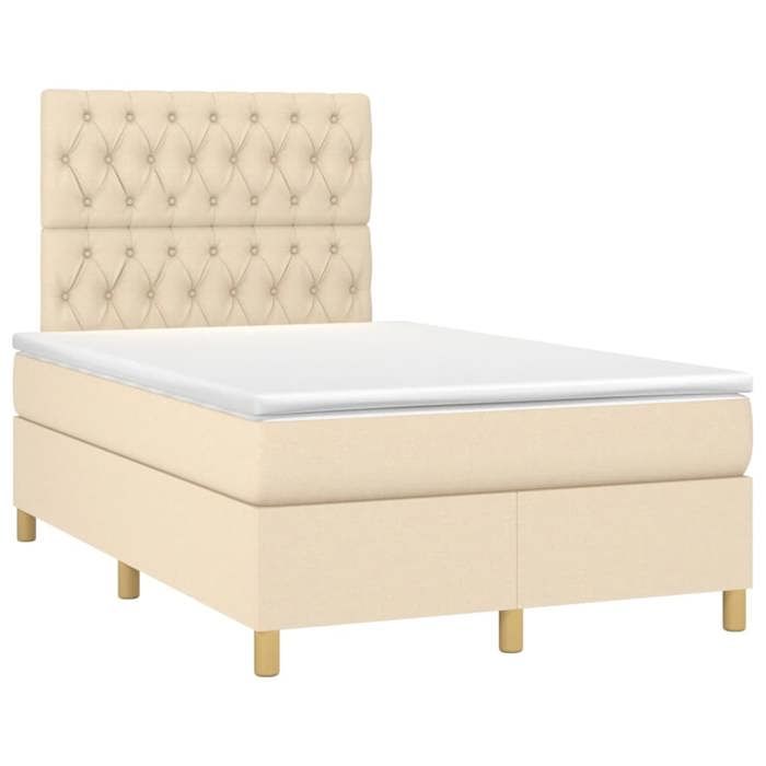 Maison Exclusive - Sommier à lattes de lit et matelas et LED Crème 120x200cm Tissu
