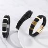 Leather Woven Bracelet Double-Layer Retro Trendy Punk Minimalist Texture Magnetic Buckle Men's Women's Bangle Couple Jewelry