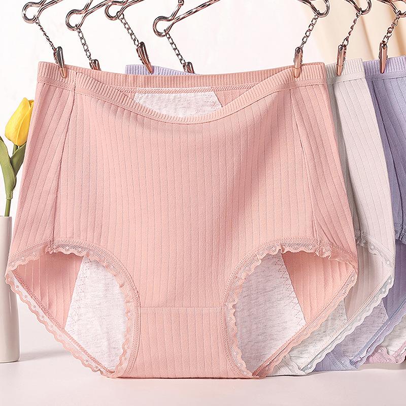 Женское хлопковое нижнее белье с высокой талией, менструальное, герметичное, красное, физиологическое, с треугольными чашечками