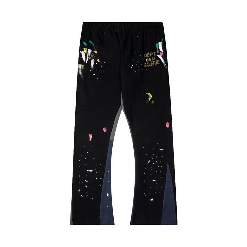 High-Elastic Cotton Drawstring Jogger Pants With Hand-Painted Splatter Print Straight Fit Unisex Casual Trousers