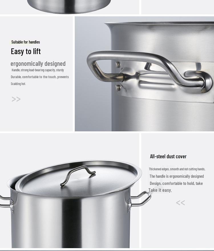 Премиальная утолщенная кастрюля из нержавеющей стали с многослойным дном, пескоструйная обработка для коммерческого использования