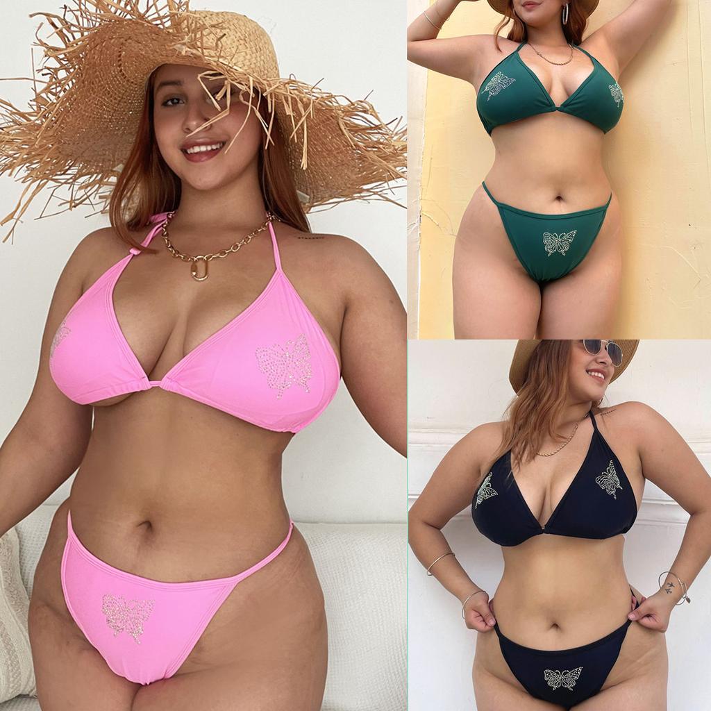 Women's Solid Color Swimwear Swimsuit Two Piece Beachwear Bikini Tankini Plus Size Bathing Suits