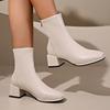 Мода Классика Черные Женские Ботильоны на Толстом Каблуке с Полым Дизайном Осень Обувь с Квадратным Носком Лодочки из ПУ Кожи Нескользящие Короткие Ботинки Размер 35-42