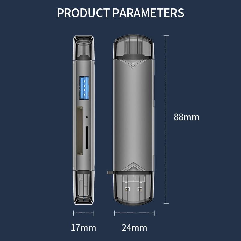 Type C Micro Sd Card Reader Type C To Usb Otg Adapter 6 In 1 USB 3.0 TF Card USB Flash Drive Type C Card Reader