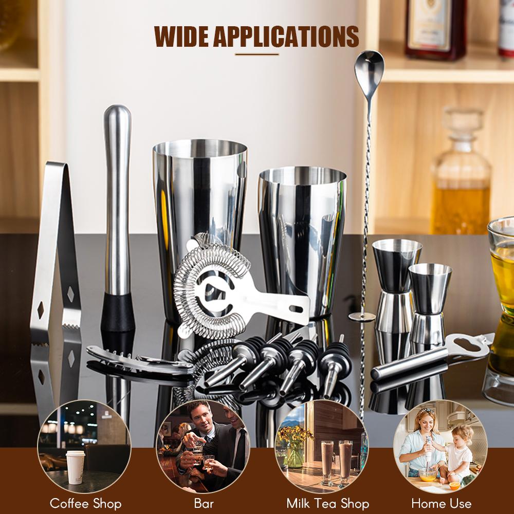 Bartender Kit, 15 Piece Cocktail Shaker Set, Bar Tool Set, for Mojito, , Margarita, Whiskey with Ice Crusher, Tongs