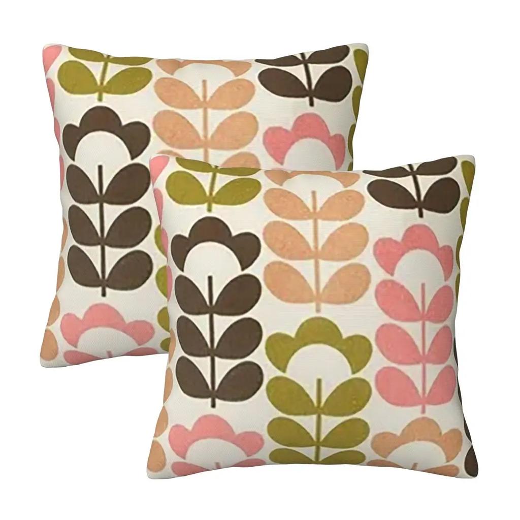 Orla Kiely Multi Stem Colorful Fabric 2 pcs Square Pillowcase Pillow Cover Cushion Comfort Throw Pillow for Home Living Room