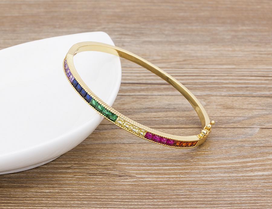 Nidin New Design Luxury Fashion Bracelets Top Quality Copper Zirconia Cuff Bangle Jewelry For Female Women Party Wedding Gift