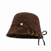 Autumn Winter Bucket Hats Leopard Print Fisherman Cap Fashion Basin Cap  for Women
