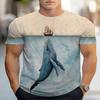 Whale Digital Print Pattern Men's Round Neck Short Sleeved T-shirt for Summer Comfort and Quick Drying Outdoor Wear