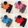 Детский флисовый комплект для осени и зимы: Детская демисезонная верхняя одежда среднего размера, утолщенный двухпредметный комплект с капюшоном