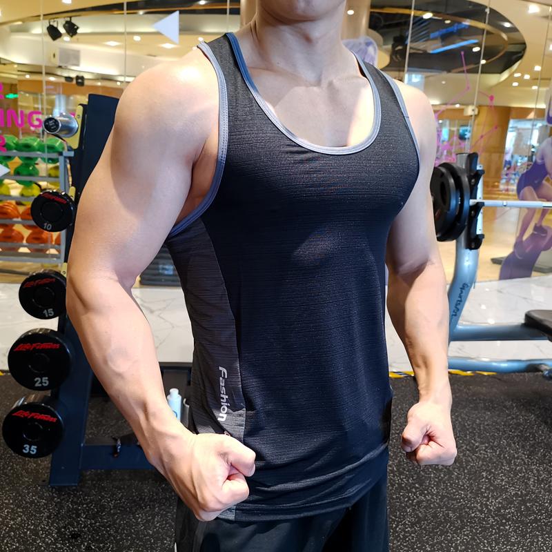 Men's Breathable Quick-drying Sleeveless Tank Sports Fitness Tops Running Basketball Vest Training T-shirt Compression Base Layer Undershirts Tee