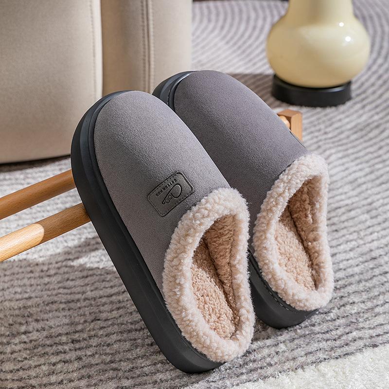 Fashion Comwarm Winter Plush Slippers For Women Indoor Antiskid Warm Cotton Slippers Fur Fluffy Flat Home Slides Lady Casual Furry Shoes