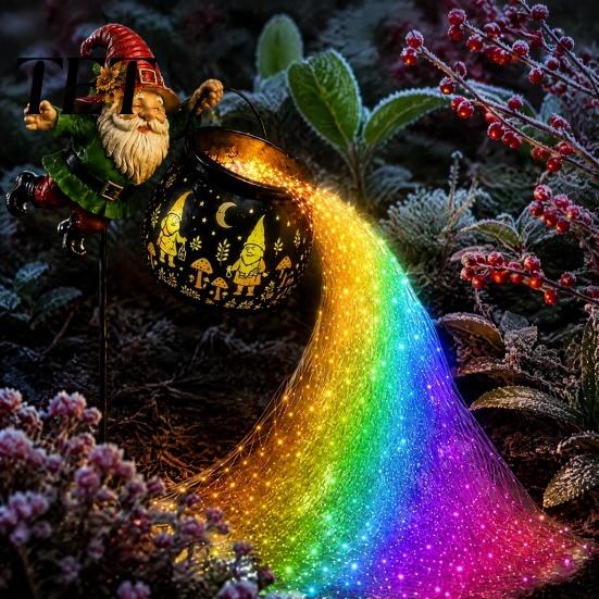 Heavy Duty Parking Lot Light Flying Cauldron Solar Garden Light, Gnome LED Yard Stake Lamp with Auto Outdoor Powered Lights On/Off Sensor, Waterproof