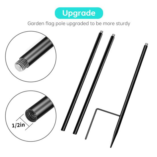 Подставка для флага в саду, многофункциональный держатель для флага во дворе с крючком для пастуха, толстая металлическая сегментированная подставка для флагштока для кормушек для птиц на открытом воздухе, флаги