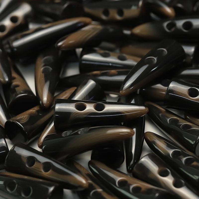 Two-Eyed Horn Tip Resin Button Double-Sided Nylon Trench Coat Single-Headed Tip Coat Suit Decorative Lock Rope Button