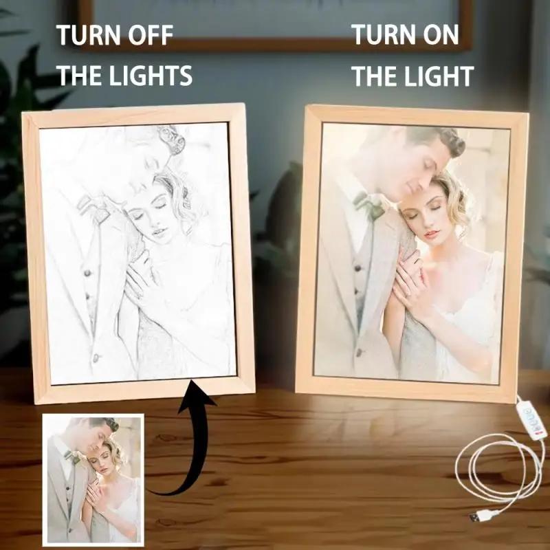 Набор фоторамок-лайтбоксов со светодиодной подсветкой для современного домашнего декора, преображает эскизы волшебством цветного света