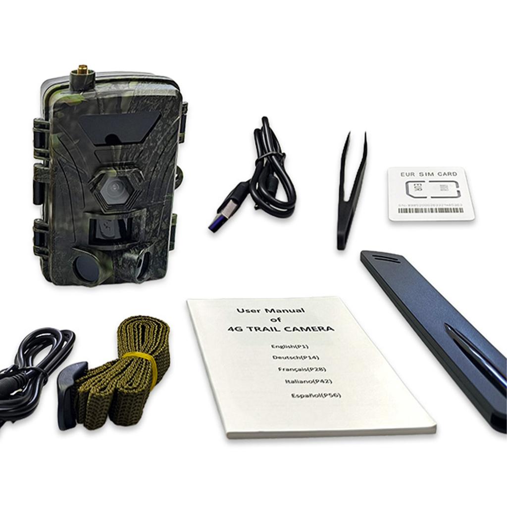 4G Лесная камера 4K Охотничья камера с SIM-картой 60 МП Фотографии Быстрый спуск Камера для дикой природы Инфракрасная камера Ночное видение