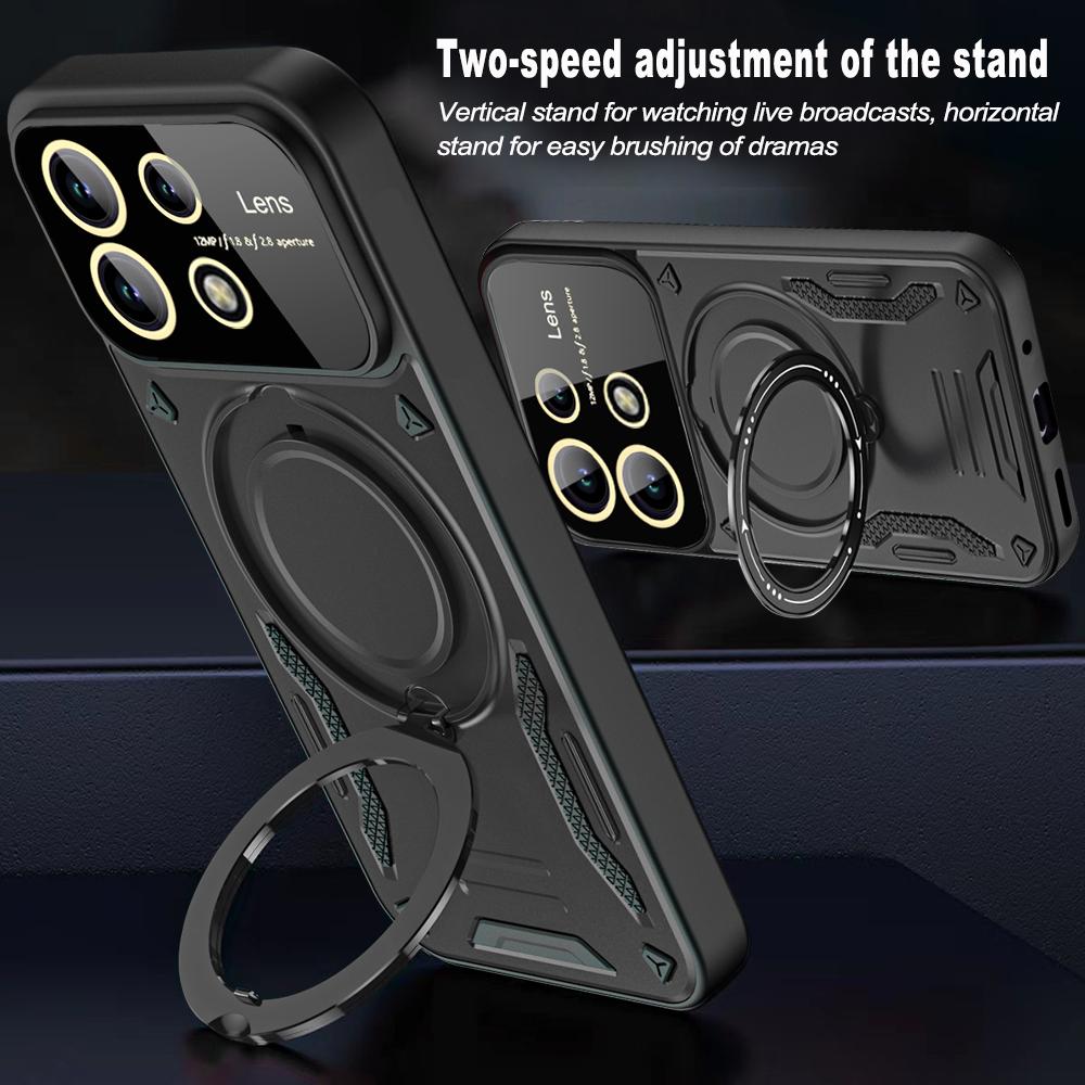 Luxury Armor Magsafe Wireless Charging Case For Redmi Note13 Pro Plus Note 13 4G 5G Magnetic Ring Bracket Bumper Cover