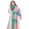 Winter Female Lattice Imitation Cashmere Scarf for Women Thick Warm Pashmina Bufanda Shawl Rainbow Tassel Echarpe Poncho Stoles