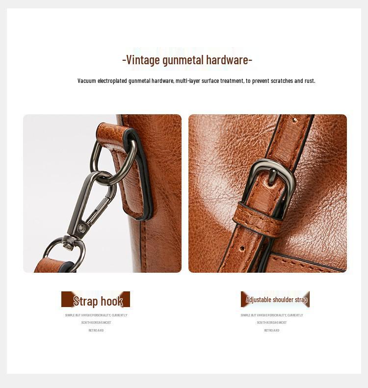 Трендовая женская сумка-тоут из масляной вощеной кожи - Европейский и американский стиль