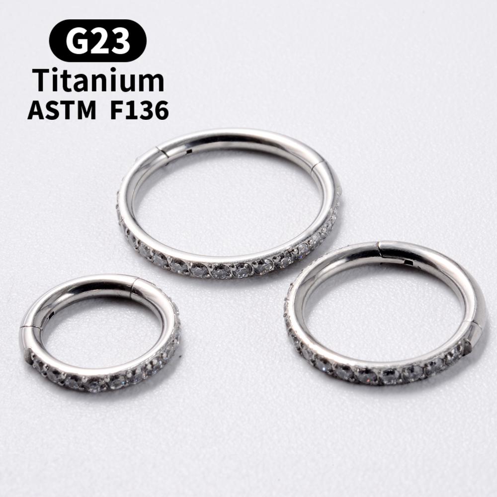 Женские круглые серьги 18G/16G Титановый пирсинг носа G23 F136 Кольцо-кликер с шарниром Открытое кольцо-септум Модные пирсинг-украшения для женщин