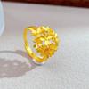 Ancient Peony Rhinestone Rings Gold Plated Gold Jewelry Accessories  Engagement