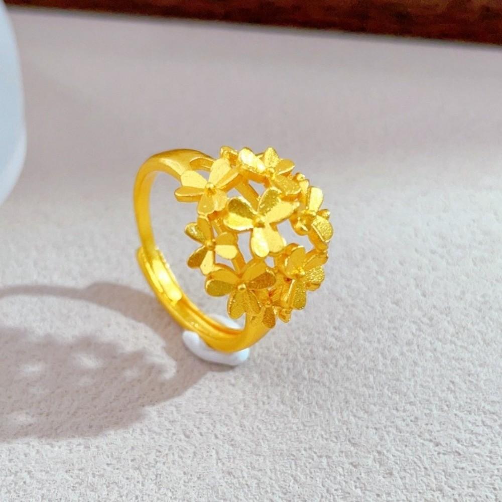 Ancient Peony Rhinestone Rings Gold Plated Gold Jewelry Accessories  Engagement