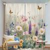 2Pcs Pastoral Floral Curtains 3D Butterfly Wildflower Pattern Living Room Bedroom Balcony Sunshade Fresh Nature Decor Curtains