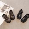 Children's Leather Shoes Simple Fashion Girls Black Shoes Thick Bottom Versatile Kids Causal School Mary Jane Shoes Hook Loop