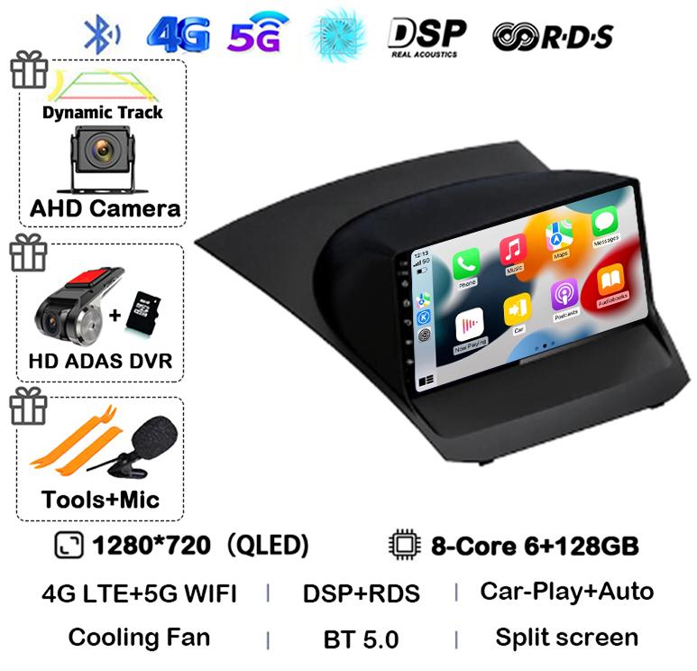 Android 14 Carplay Auto 4G+WIFI для Ford Fiesta 2009-2017 Автомобильное радио Мультимедиа Стерео Видеоплеер Навигация GPS 360 Caemra DSP
