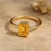 Yellow Citrine Gem Emerald Cut Gold Plated Ring for Women – Stylish Elegant Jewelry
